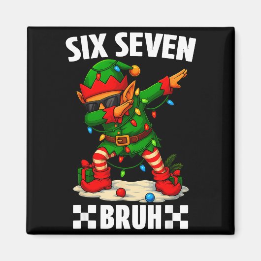 67 Six Seven Bruh Funny Christmas Dabbing Elf 6 7 Magnet (Vorne)