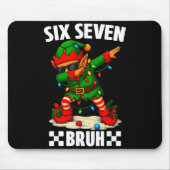 67 Six Seven Bruh Funny Christmas Dabbing Elf 6 7 Mousepad (Vorne)