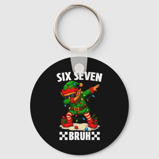 67 Six Seven Bruh Funny Christmas Dabbing Elf 6 7 Schlüsselanhänger (Vorderseite)