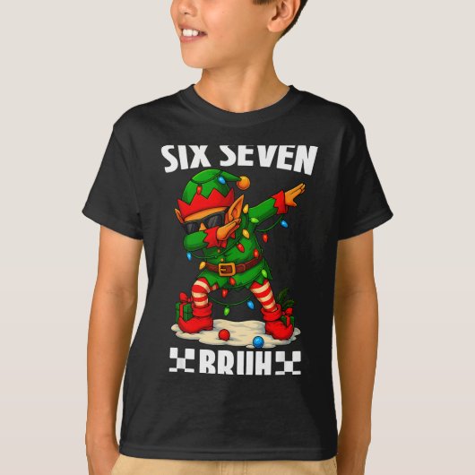 67 Six Seven Bruh Funny Christmas Dabbing Elf 6 7 T-Shirt (Vorderseite)