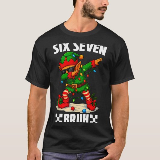 67 Six Seven Bruh Funny Christmas Dabbing Elf 6 7 T-Shirt (Vorderseite)