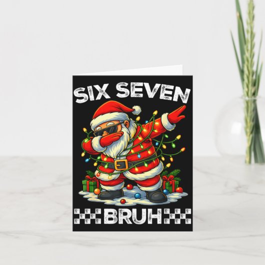 67 Six Seven Bruh Funny Christmas Dabbing Santa 6 Karte (Vorderseite)