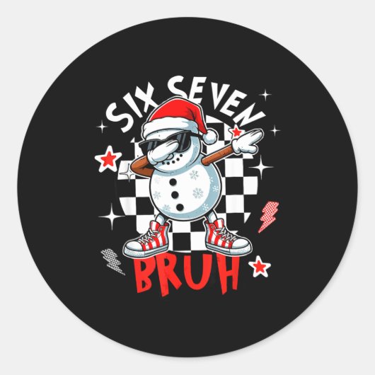 67 Six Seven Bruh Funny Snowman Christmas 6 7 Meme Runder Aufkleber (Vorderseite)