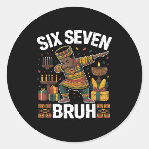 67 Six Seven Bruh Kwanzaa Dabbing 6 7 Meme Lustig  Runder Aufkleber