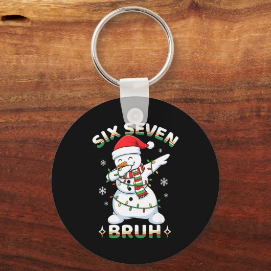 67 Six Seven Bruh Meme Funny Dabbing Snowman Chris Schlüsselanhänger (Vorderseite)