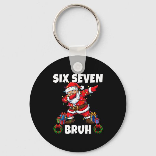 67 Six Seven Bruh Santa Dabbing Christmas Funny 6 Schlüsselanhänger (Vorderseite)