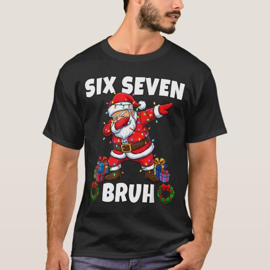 67 Six Seven Bruh Santa Dabbing Christmas Funny 6 T-Shirt (Vorderseite)