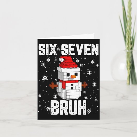 67 Six Seven Bruh Snowman Building Blocks Christma Karte (Vorderseite)