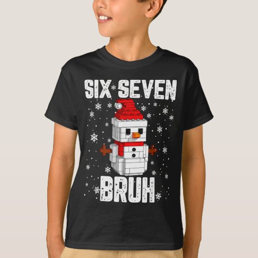 67 Six Seven Bruh Snowman Building Blocks Christma T-Shirt (Vorderseite)