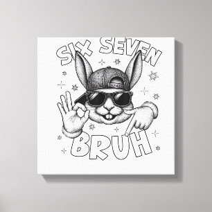 67 Six Seven Bruh Süßes Bunny-Gesicht mit Sonnenbr Leinwanddruck