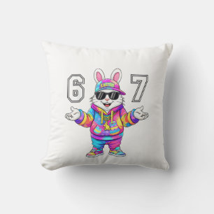 67 Six Seven Bunny Tie Dye Ostertag 67 Meme Männer Kissen