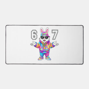 67 Six Seven Bunny Tie Dye Ostertag 67 Meme Männer Schreibtischunterlage