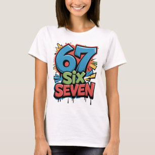 67 Six Seven Buntes Pop-Art-Grafik-T-Shirt für Spa T-Shirt