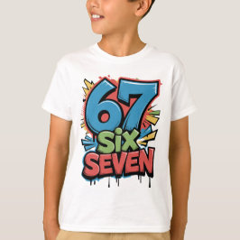 67 Six Seven Buntes Pop-Art-Grafik-T-Shirt für Spa T-Shirt