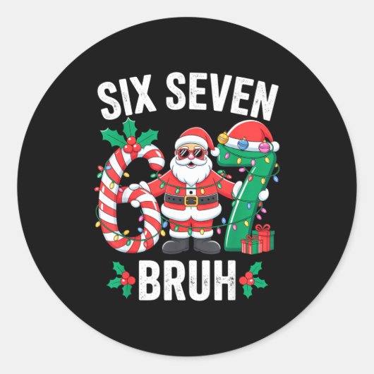 67 Six Seven Burh Christmas 6 7 Meme Pajamas Gen A Runder Aufkleber (Vorderseite)