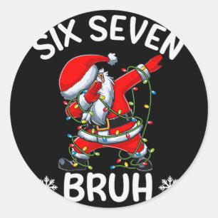 67 Six Seven Burh Lustiges Weihnachts-Meme Männer Runder Aufkleber