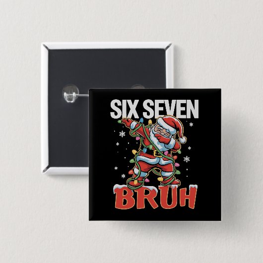 67 Six Seven Burh Santa Dab Christmas 6 7 Meme  Button (Vorne & Hinten)