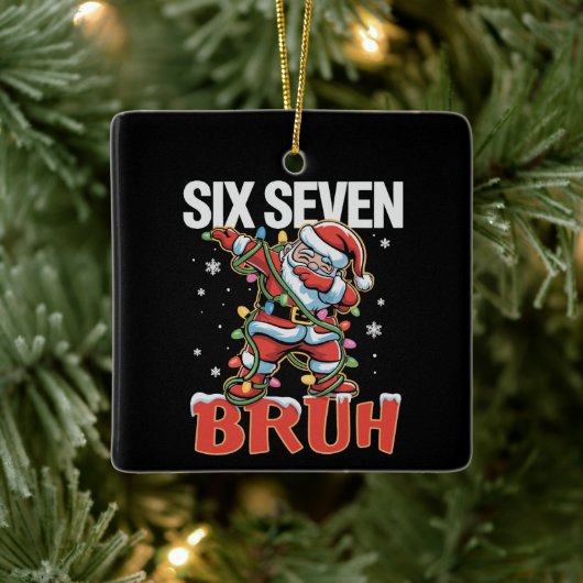 67 Six Seven Burh Santa Dab Christmas 6 7 Meme  Keramikornament (Baum)