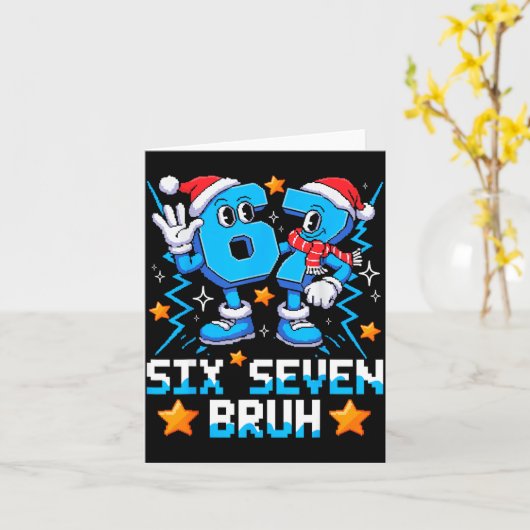 67 Six Seven Christmas Bruh Funny Italian Brainrot Karte (Gelbe Blume)