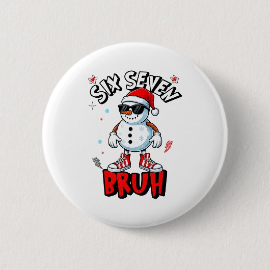67 Six Seven Christmas Bruh Snowman Funny Kids Boy Button (Vorderseite)