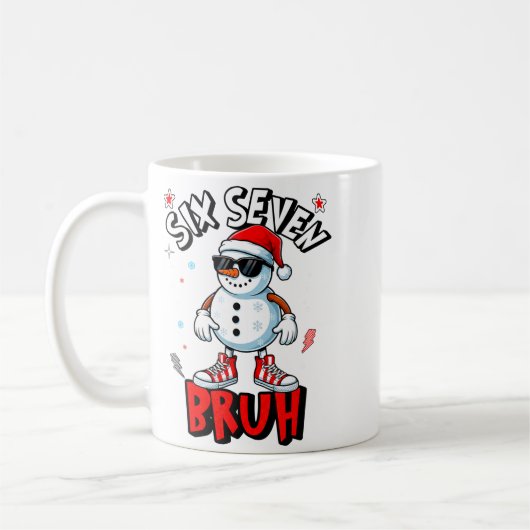 67 Six Seven Christmas Bruh Snowman Funny Kids Boy Kaffeetasse (Links)