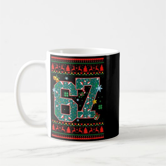 67 Six Seven Christmas Funny Meme Hand 67 Couples Kaffeetasse (Links)