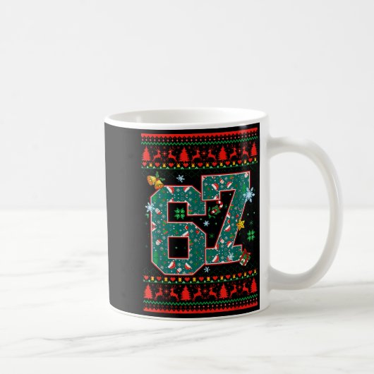 67 Six Seven Christmas Funny Meme Hand 67 Couples Kaffeetasse (Rechts)