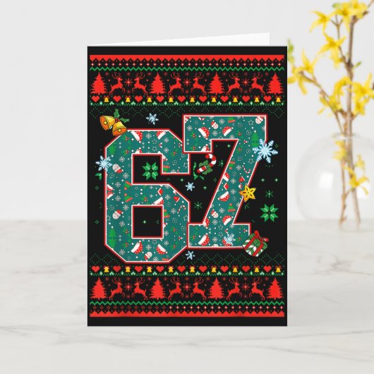 67 Six Seven Christmas Funny Meme Hand 67 Couples Karte (Gelbe Blume)