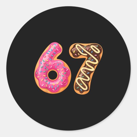 67 Six Seven Donut Meme Funny Sweet Sprinkles Runder Aufkleber (Vorderseite)