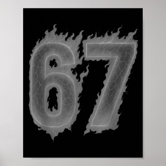 67 Six Seven Dunkle Flammen Bunt Cool Lustig 6 7 M Poster (Vorne)