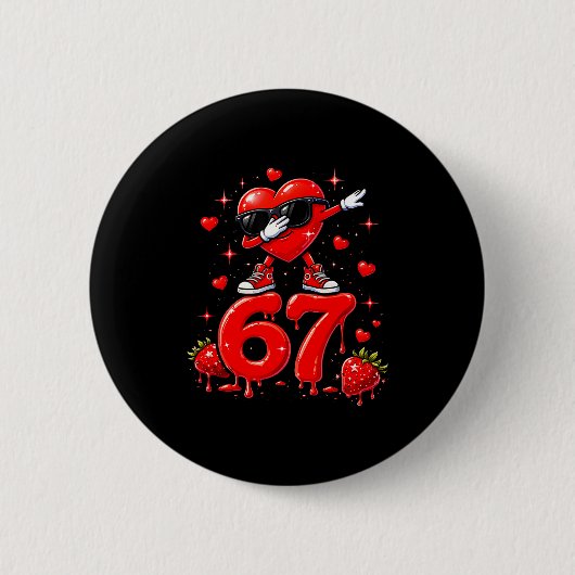 67 Six Seven Eiscreme Meme Lustige Valentinstage Button (Vorderseite)