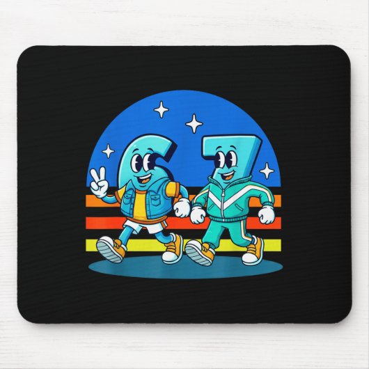 67 Six Seven Fun Meme Funny Design Kids School Mousepad (Vorne)