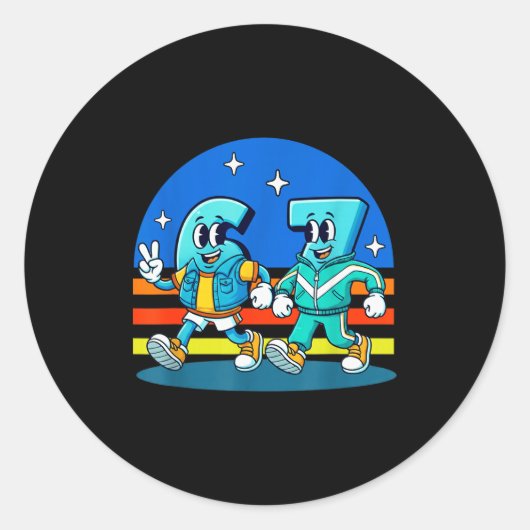 67 Six Seven Fun Meme Funny Design Kids School Runder Aufkleber (Vorderseite)