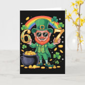 67 Six Seven Funny 6 7 Meme St Patricks Day Leprec Karte (Gelbe Blume)