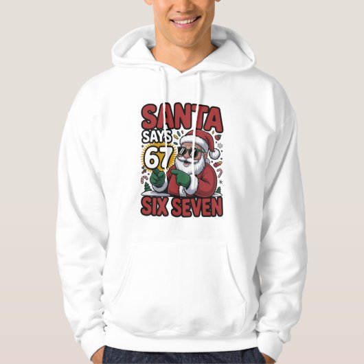 67 Six Seven Funny Christmas Santa Meme Hoodie (Vorderseite)