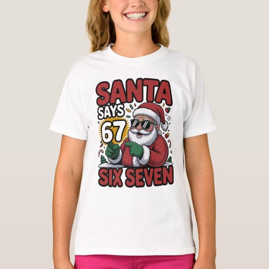 67 Six Seven Funny Christmas Santa Meme T-Shirt (Vorderseite)