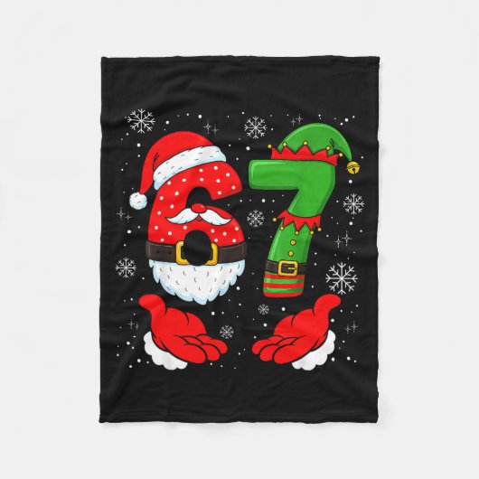67 Six Seven Funny Santa Hand 6 7 Meme Christmas M Fleecedecke (Vorderseite)