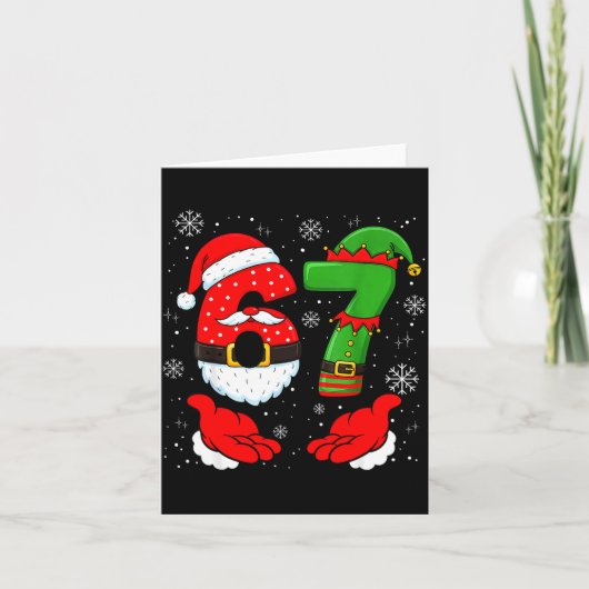 67 Six Seven Funny Santa Hand 6 7 Meme Christmas M Karte (Vorderseite)