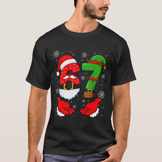 67 Six Seven Funny Santa Hand 6 7 Meme Christmas M T-Shirt (Vorderseite)
