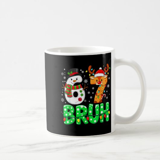67 Six Seven Funny Snowman Reindeer Bruh 6 7 Meme Kaffeetasse (Rechts)