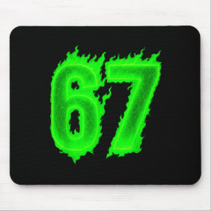 67 Six Seven Grüne Flamme Bunte Coole Lustige 6 7 Mousepad