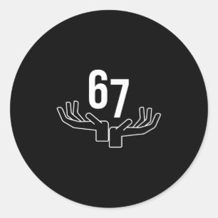 67 Six Seven Hand-Gesten-Meme Runder Aufkleber