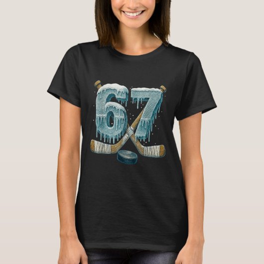 67 Six Seven Hockey Drip Number Funny 6 7 Meme T-Shirt (Vorderseite)
