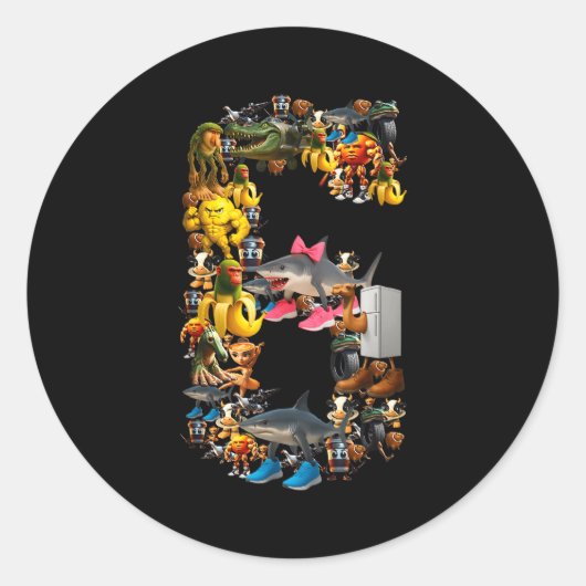 67 Six Seven Italian Brainrot Christmas Matching C Runder Aufkleber (Vorderseite)