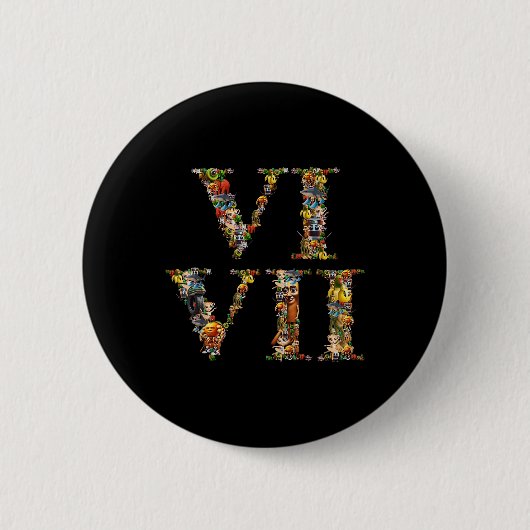 67 Six Seven Italien Brainrot römische Zahl Meme  Button (Vorderseite)