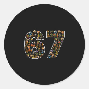 67 Six Seven Italienischer Brainrot Gen Alpha Meme Runder Aufkleber