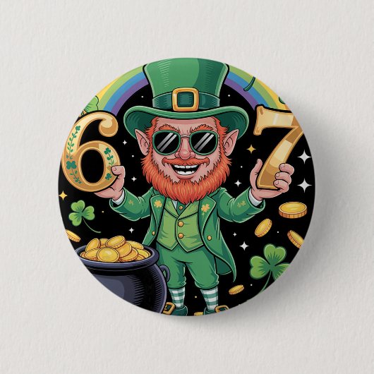 67 Six Seven Lustig 6 7 Meme St Patricks Day Lepre Button (Vorderseite)