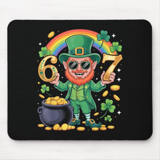 67 Six Seven Lustig 6 7 Meme St Patricks Day Lepre Mousepad (Vorne)