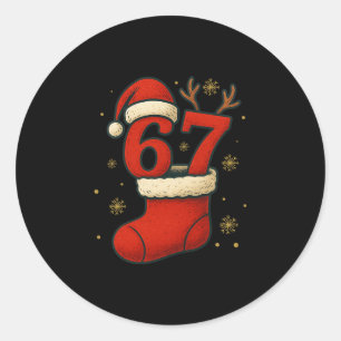 67 Six Seven Lustiger Gen-Alpha-Meme-Weihnachten 2 Runder Aufkleber
