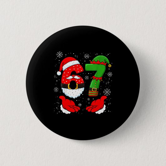 67 Six Seven Lustiger Santa Hand 6 7 Meme Weihnach Button (Vorderseite)